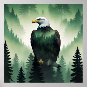 Bald Eagle Wildlife Animal Nature Environment Art Poster