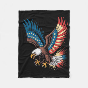 Bald Eagle Wings American Flag 4th July Art  Fleece Blanket