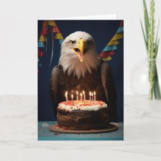 Bald Eagle with a Birthday Cake - Card