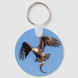 Bald Eagle with a fish Key Ring