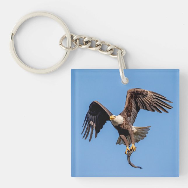 Bald Eagle with a fish Key Ring (Front)