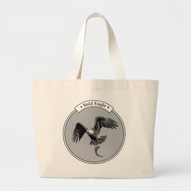 Bald Eagle with a fish Large Tote Bag (Front)