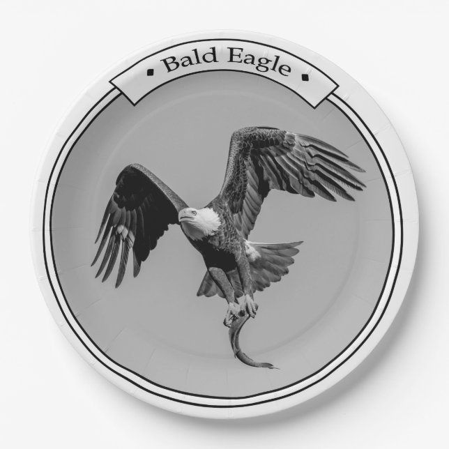 Bald Eagle with a fish Paper Plate (Front)