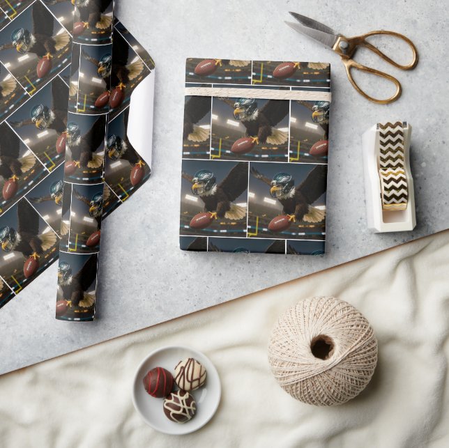 Bald Eagle With a Football and Helmet Wrapping Paper (Crafts)
