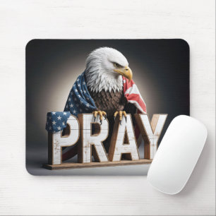 Bald Eagle With a Pray Sign Mouse Pad