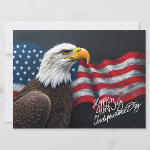 Bald Eagle with American Flag 4th of July Art