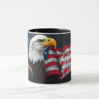 Bald Eagle with American Flag 4th of July Art