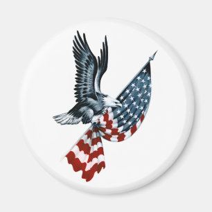 Bald Eagle with American Flag Magnet