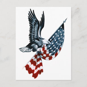 Bald Eagle with American Flag Postcard