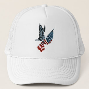Bald Eagle with American Flag Trucker Hat