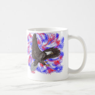 Bald Eagle with fireworks Coffee Mug