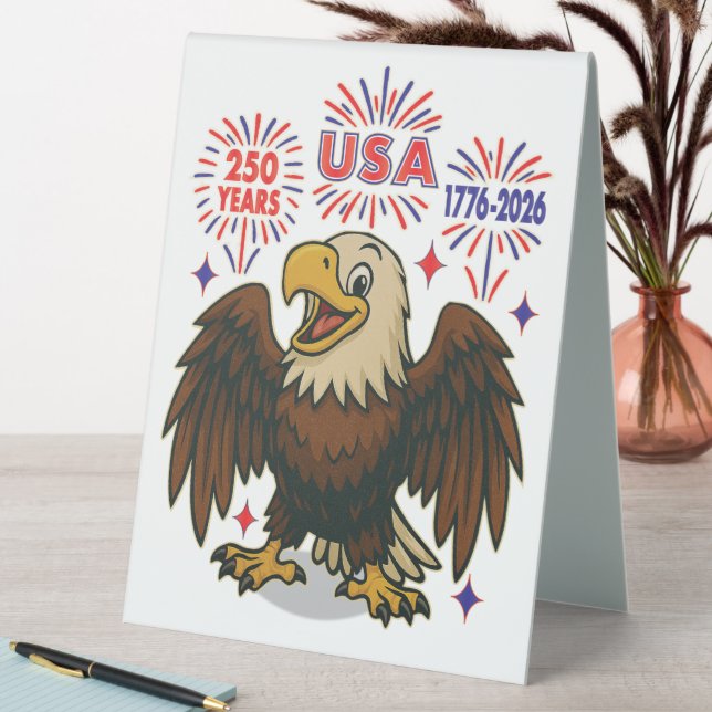 Bald Eagle with Fireworks– USA 250 Years 1776-2026 (In SItu (Table))