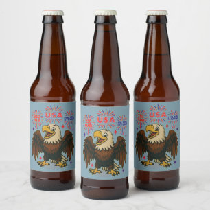Bald Eagle with Fireworks– USA 250 Years 1776-2026 Beer Bottle Label