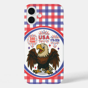 Bald Eagle with Fireworks– USA 250 Years 1776-2026 iPhone 16 Plus Case