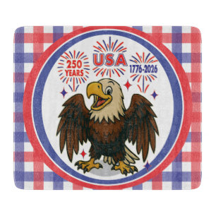 Bald Eagle with Fireworks– USA 250 Years 1776-2026 Cutting Board