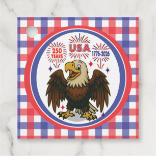 Bald Eagle with Fireworks– USA 250 Years 1776-2026 Favour Tags