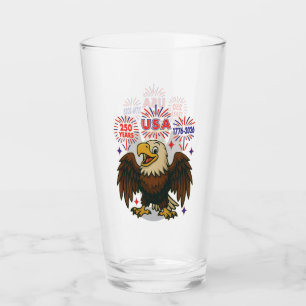 Bald Eagle with Fireworks– USA 250 Years 1776-2026 Glass