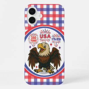 Bald Eagle with Fireworks– USA 250 Years 1776-2026 iPhone 16 Plus Case