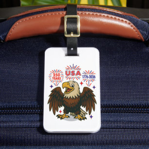 Bald Eagle with Fireworks– USA 250 Years 1776-2026 Luggage Tag