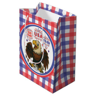 Bald Eagle with Fireworks– USA 250 Years 1776-2026 Medium Gift Bag
