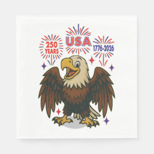 Bald Eagle with Fireworks– USA 250 Years 1776-2026 Napkin