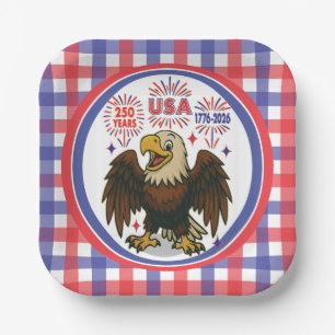 Bald Eagle with Fireworks– USA 250 Years 1776-2026 Paper Plate
