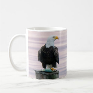 Bald Eagle With Fish On Dock - "Marge the Eagle" Coffee Mug