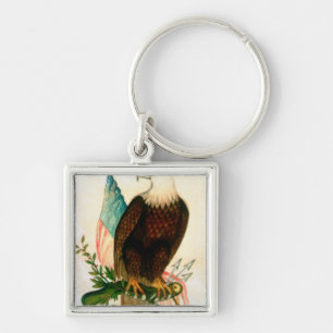 Bald eagle with flag key ring