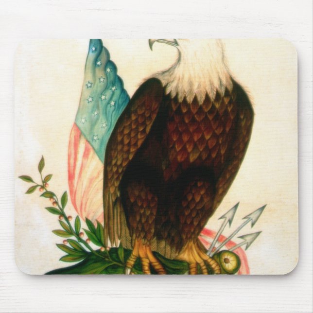 Bald eagle with flag mouse pad (Front)