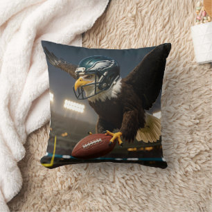 Bald Eagle With Football and Helmet In Stadium Cushion