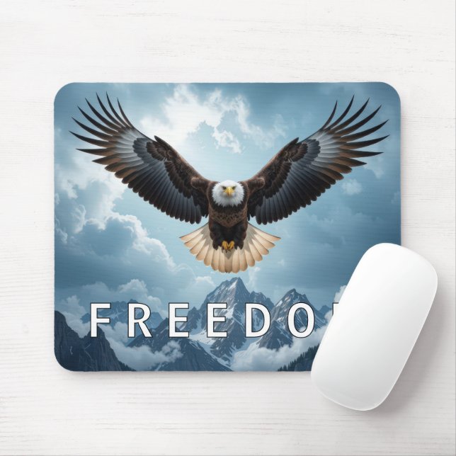 Bald Eagle With FREEDOM Text Mouse Pad (With Mouse)