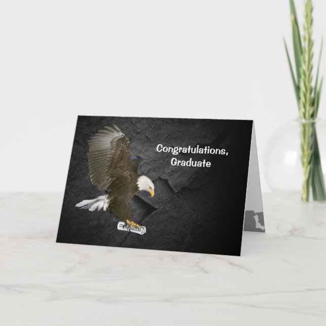 Bald Eagle with Graduation Diploma Card (Front)