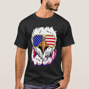 Bald Eagle with Mullet 4th of July American Flag T-Shirt