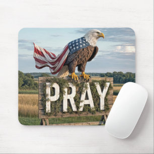Bald Eagle With Pray Sign Mouse Pad