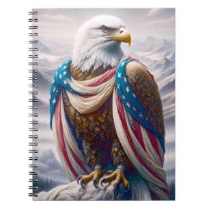 Bald Eagle with Tears and American Flag Notebook