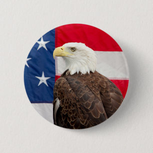 Bald Eagle with the American Flag 6 Cm Round Badge