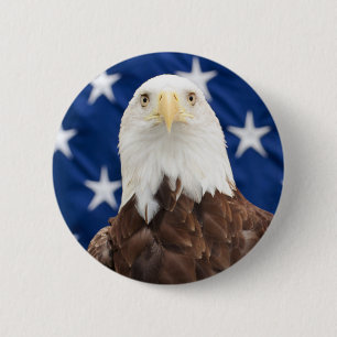 Bald Eagle with the American Flag 6 Cm Round Badge