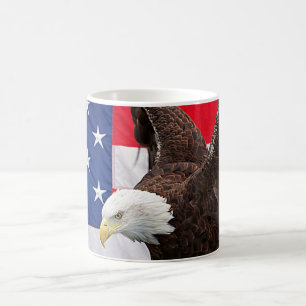 Bald Eagle with the American Flag Coffee Mug