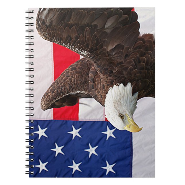 Bald Eagle with the American Flag Notebook (Front)