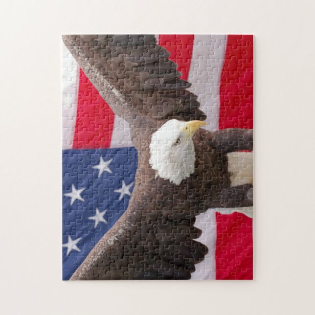 Bald Eagle with the American Flag Puzzle (Vertical)