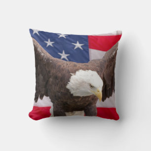 Bald Eagle with the American Flag Puzzle Cushion