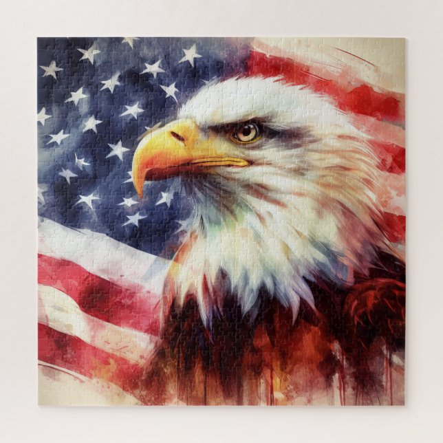 Bald Eagle with United States of America flag Jigsaw Puzzle (Vertical)