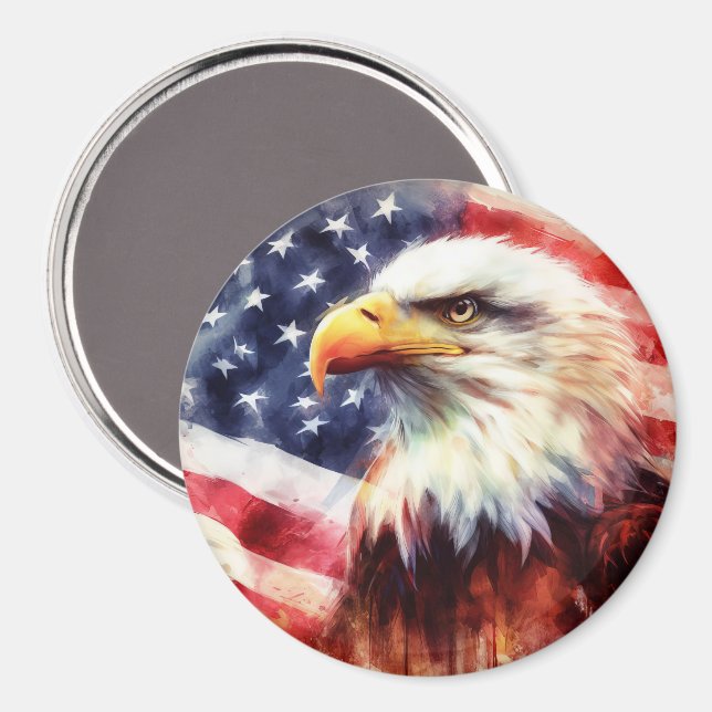 Bald Eagle with United States of America flag Magnet (Front/Back)