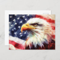Bald Eagle with United States of America flag