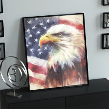 Bald Eagle with United States of America flag