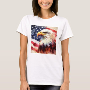 Bald Eagle with United States of America flag T-Shirt
