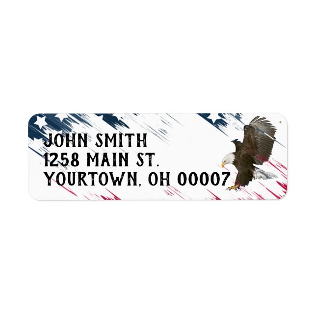 Bald Eagle with USA Flag Graphic Return Address Label (Front)