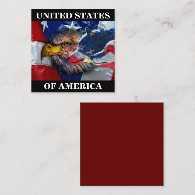Bald Eagle Wolf American Flag Card (Front/Back)