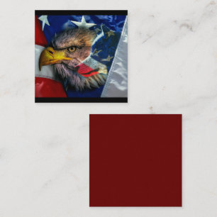 Bald Eagle Wolf American Flag Card