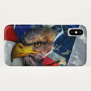 Bald Eagle Wolf American Flag iPhone X Case
